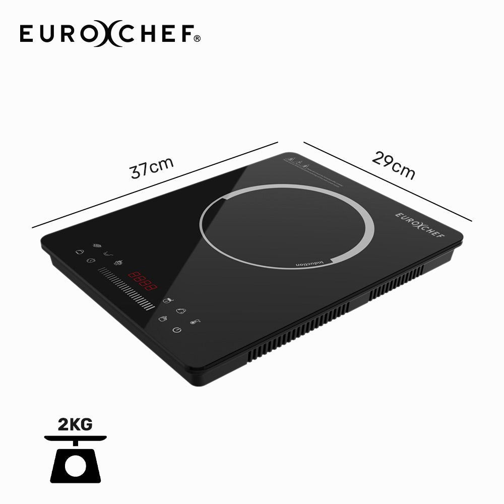 EUROCHEF Induction Benchtop Cooktop, 2000W, 9 Heat Levels, Fast Electric Portable Cooker, Touch Controls with Slider - Image 2