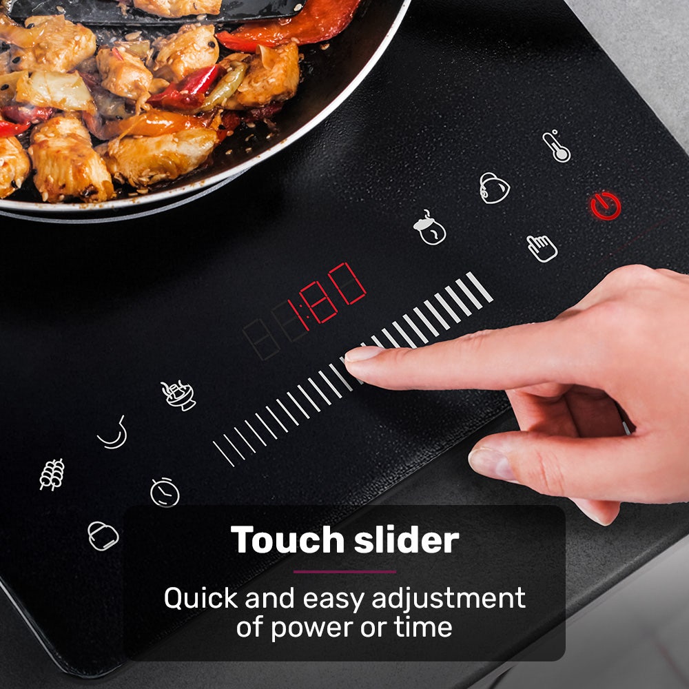 EUROCHEF Induction Benchtop Cooktop, 2000W, 9 Heat Levels, Fast Electric Portable Cooker, Touch Controls with Slider - Image 4