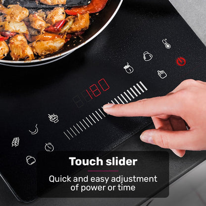EUROCHEF Induction Benchtop Cooktop, 2000W, 9 Heat Levels, Fast Electric Portable Cooker, Touch Controls with Slider - Image 4