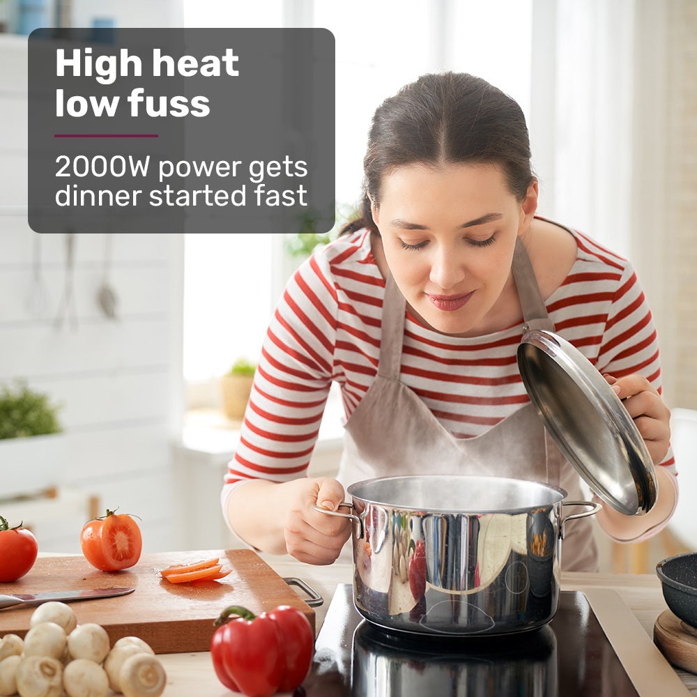 EUROCHEF Induction Benchtop Cooktop, 2000W, 9 Heat Levels, Fast Electric Portable Cooker, Touch Controls with Slider - Image 5