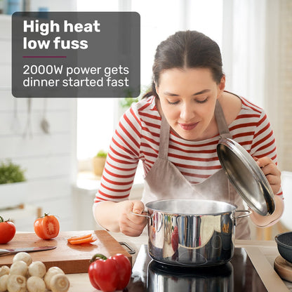 EUROCHEF Induction Benchtop Cooktop, 2000W, 9 Heat Levels, Fast Electric Portable Cooker, Touch Controls with Slider - Image 5