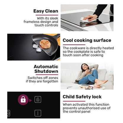 EuroChef 30cm 2 Zone Induction Cooktop, 3300W Electric, Touch Controls - Image 7