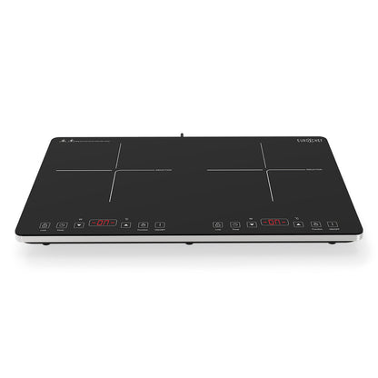 EUROCHEF Double Induction Benchtop Cooktop, 9 Heat Levels, Fast Electric Portable Cooker, Touch Controls, Standard 10A Power Plug