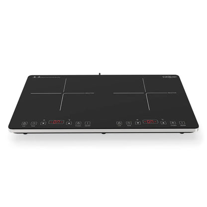 EUROCHEF Double Induction Benchtop Cooktop, 9 Heat Levels, Fast Electric Portable Cooker, Touch Controls, Standard 10A Power Plug