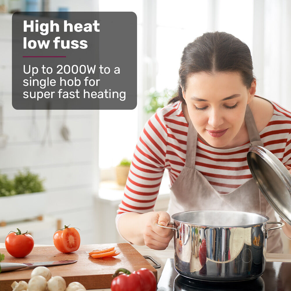 EUROCHEF Double Induction Benchtop Cooktop, 9 Heat Levels, Fast Electric Portable Cooker, Touch Controls, Standard 10A Power Plug - Image 3