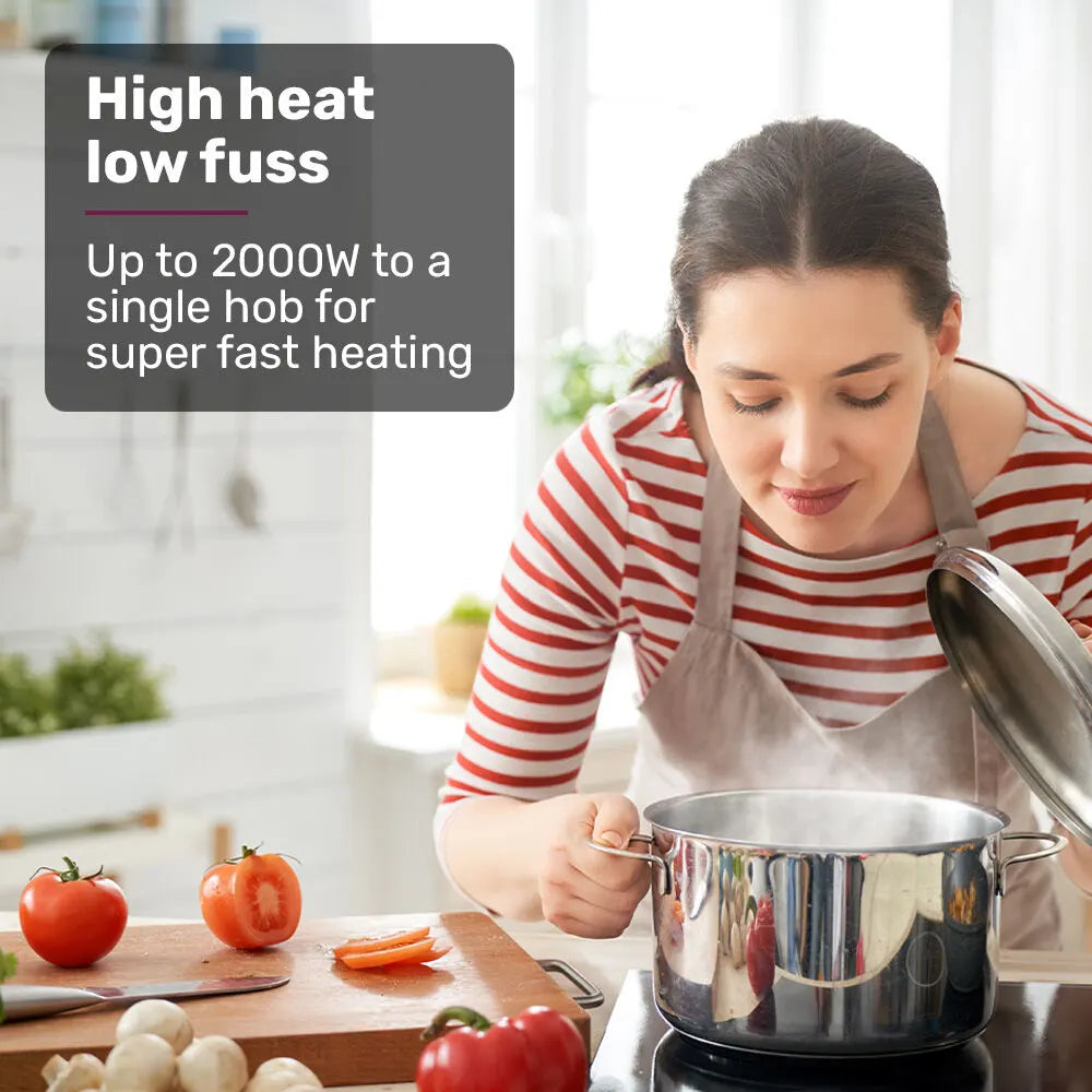 EUROCHEF Double Induction Benchtop Cooktop, 9 Heat Levels, Fast Electric Portable Cooker, Touch Controls, Standard 10A Power Plug - Image 3