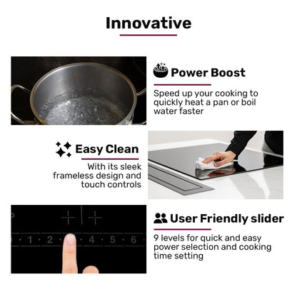 EuroChef 60cm 4 Zone Induction Cooktop, 6800W Electric, Touch Controls - Image 8