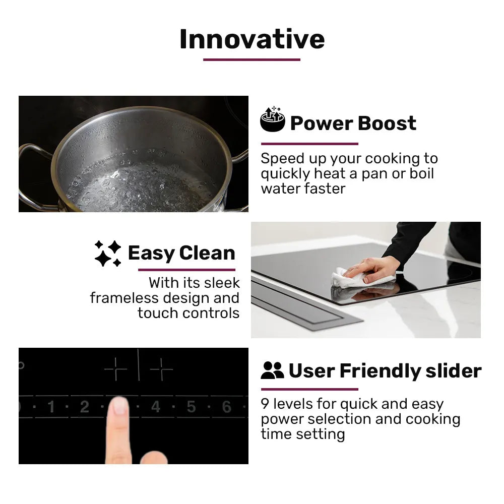EuroChef 60cm 4 Zone Induction Cooktop, 6800W Electric, Touch Controls - Image 8