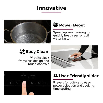 EuroChef 60cm 4 Zone Induction Cooktop, 6800W Electric, Touch Controls - Image 8