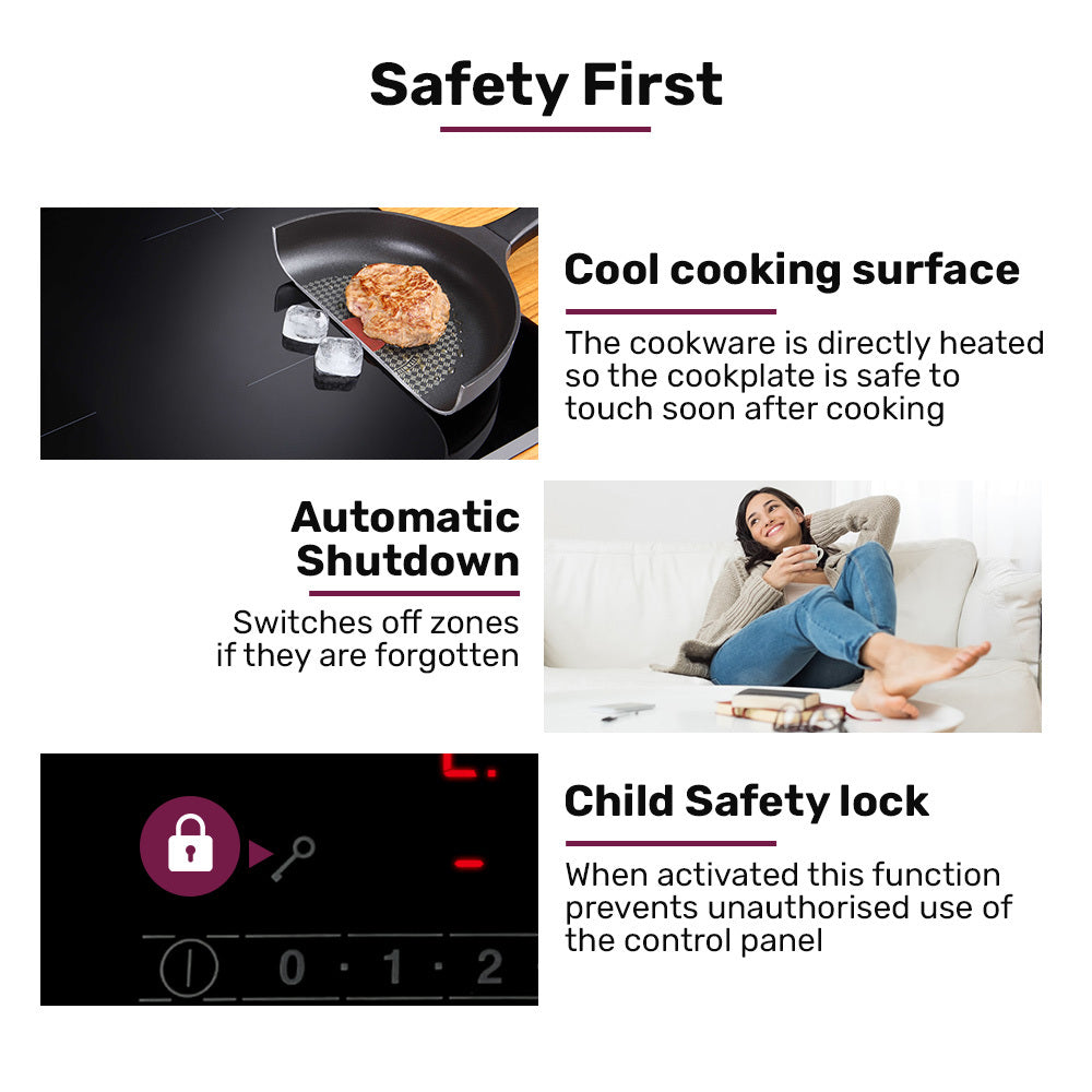 EuroChef 60cm 4 Zone Induction Cooktop, 6800W Electric, Touch Controls - Image 9