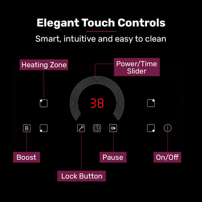 EUROCHEF 60cm 4 Zone Induction Cooktop, 7200W Electric, FlexZone Function, Touch Controls - Image 5
