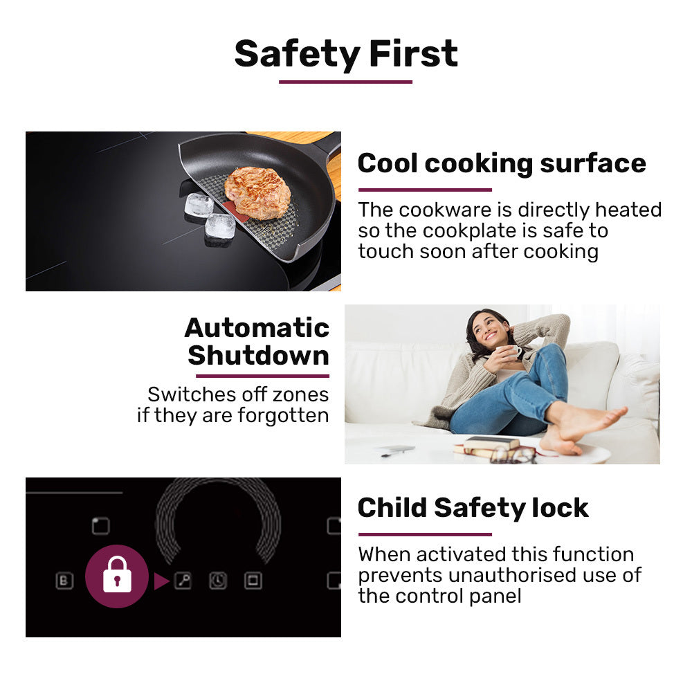 EUROCHEF 60cm 4 Zone Induction Cooktop, 7200W Electric, FlexZone Function, Touch Controls - Image 9