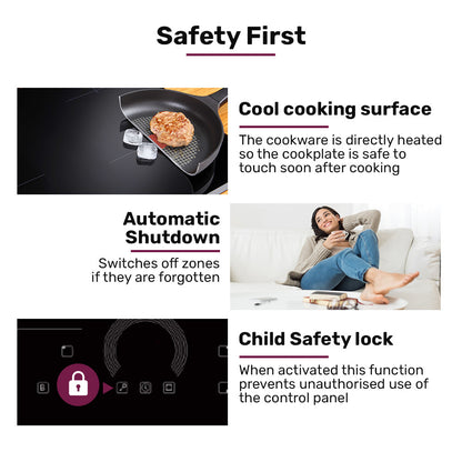 EUROCHEF 60cm 4 Zone Induction Cooktop, 7200W Electric, FlexZone Function, Touch Controls - Image 9