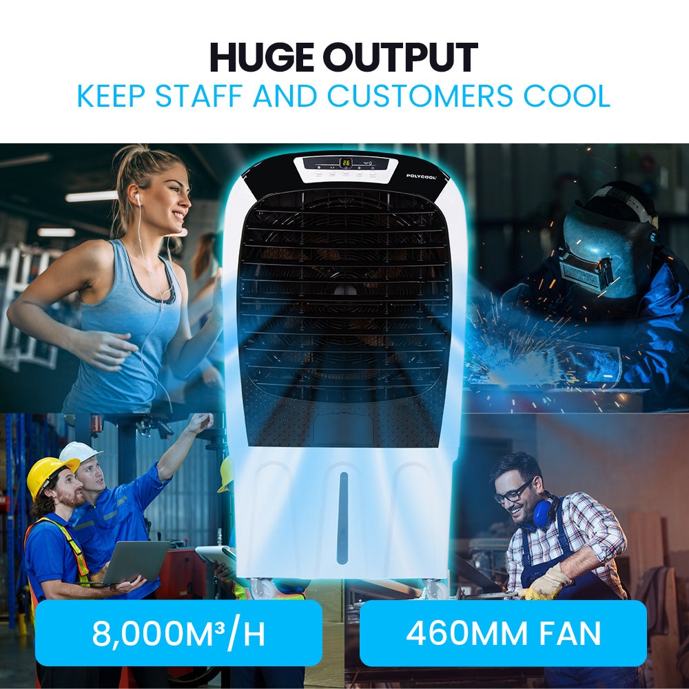 POLYCOOL 450W 80L Evaporative Air Cooler, Commercial Grade, Remote Control, Fan - Image 2