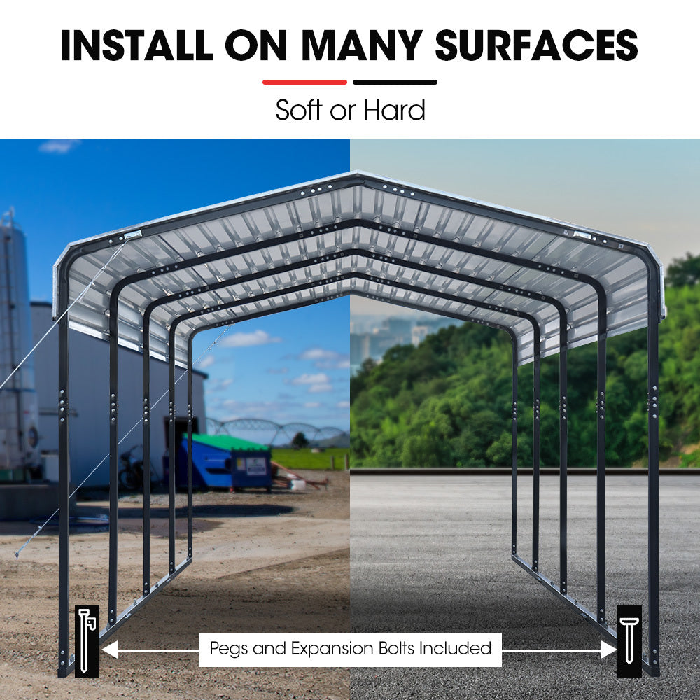 SHADE SHIELD Single Carport Shed 3.3 x 6 x 2.9m, Galvanised Steel Frame, Powder Coated Gable Roof, Shelter for Car Caravan Boat Tractor Agricultural - Image 6