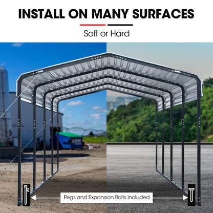SHADE SHIELD Single Carport Shed 3.3 x 6 x 2.9m, Galvanised Steel Frame, Powder Coated Gable Roof, Shelter for Car Caravan Boat Tractor Agricultural - Image 6