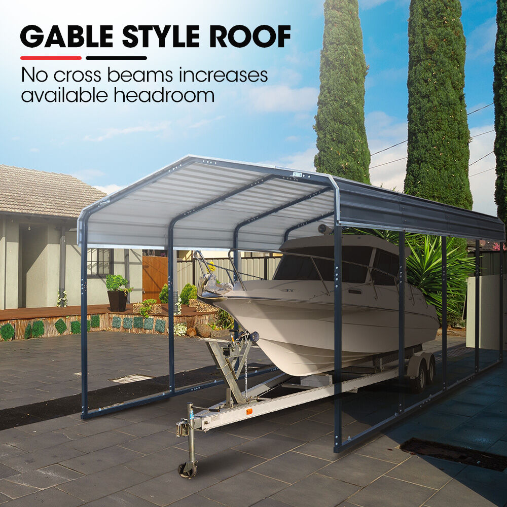 SHADE SHIELD Single Carport Shed 3.3 x 6 x 2.9m, Galvanised Steel Frame, Powder Coated Gable Roof, Shelter for Car Caravan Boat Tractor Agricultural - Image 8