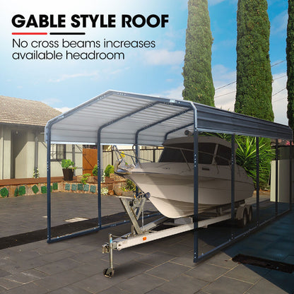 SHADE SHIELD Single Carport Shed 3.3 x 6 x 2.9m, Galvanised Steel Frame, Powder Coated Gable Roof, Shelter for Car Caravan Boat Tractor Agricultural - Image 8