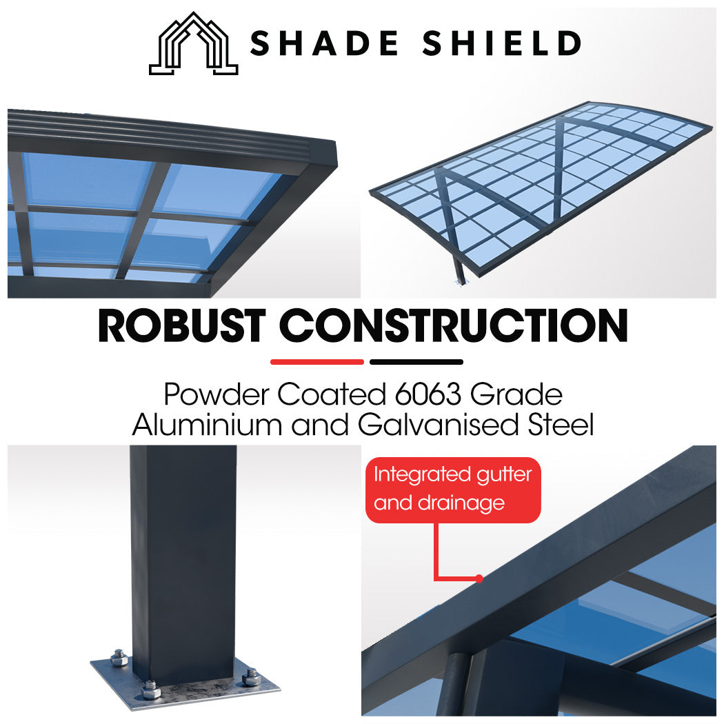SHADE SHIELD Single Cantilever Carport 3.0m x 5.5m x 3.5m, Aluminium Alloy Frame, Polycarbonate Roof, Shelter for Car or Outdoor Living - Image 3