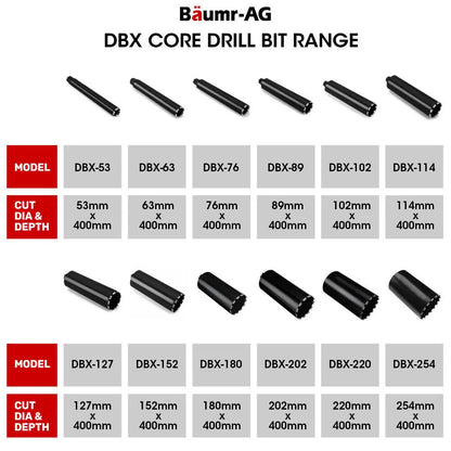 Baumr-AG 202 x 400mm Diamond Core Drill Bit DBX Series, Industrial 1.1/4-UNC - Image 5