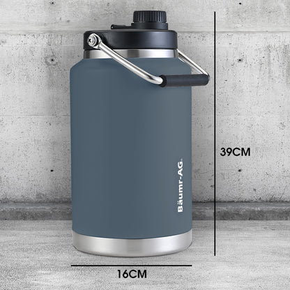 Baumr-AG 3.8L Double Wall Insulated Stainless Steel Water Bottle, Drink Jug with Handle, Blue - Image 2