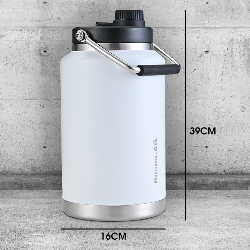 Baumr-AG 3.8L Double Wall Insulated Stainless Steel Water Bottle, Drink Jug with Handle, White - Image 2