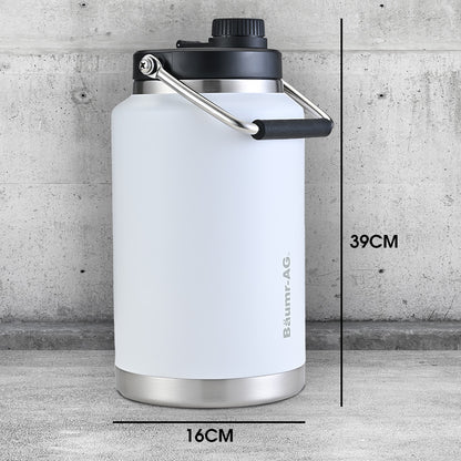 Baumr-AG 3.8L Double Wall Insulated Stainless Steel Water Bottle, Drink Jug with Handle, White - Image 2
