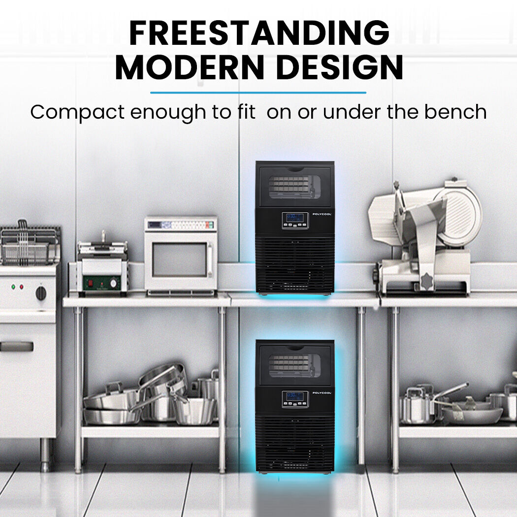 POLYCOOL Commercial Ice Maker Machine, up to 35kg/24hr, Timer & Self Cleaning Programs - Image 7