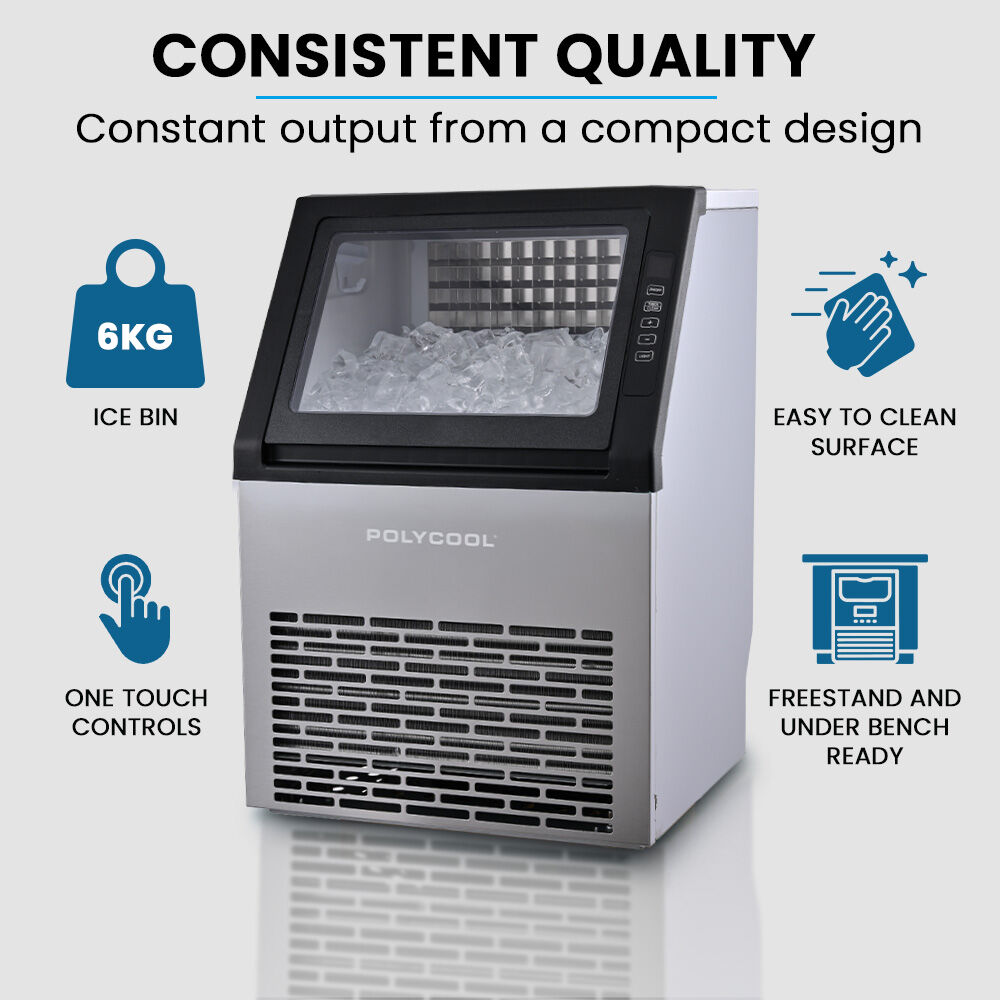 POLYCOOL Commercial Ice Maker Machine, up to 45kg/24hr, Timer & Self Cleaning Programs - Image 2
