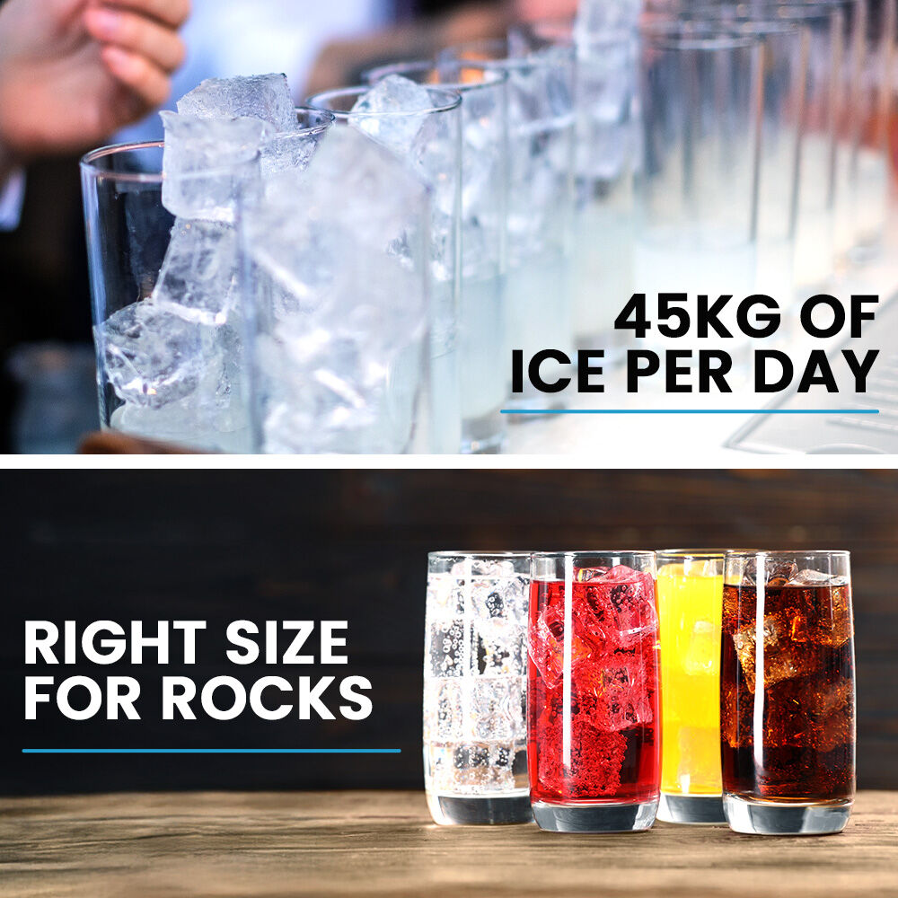 POLYCOOL Commercial Ice Maker Machine, up to 45kg/24hr, Timer & Self Cleaning Programs - Image 3