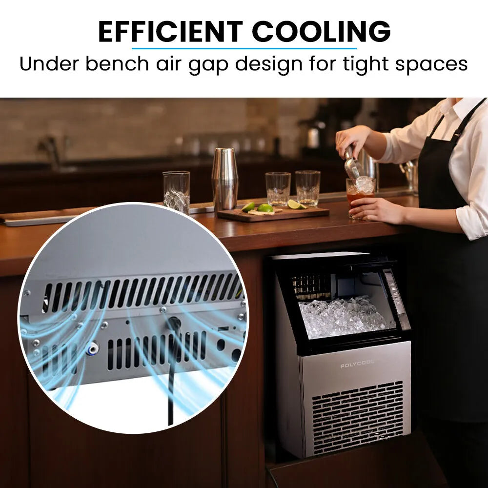 POLYCOOL Commercial Ice Maker Machine, up to 45kg/24hr, Timer & Self Cleaning Programs - Image 5
