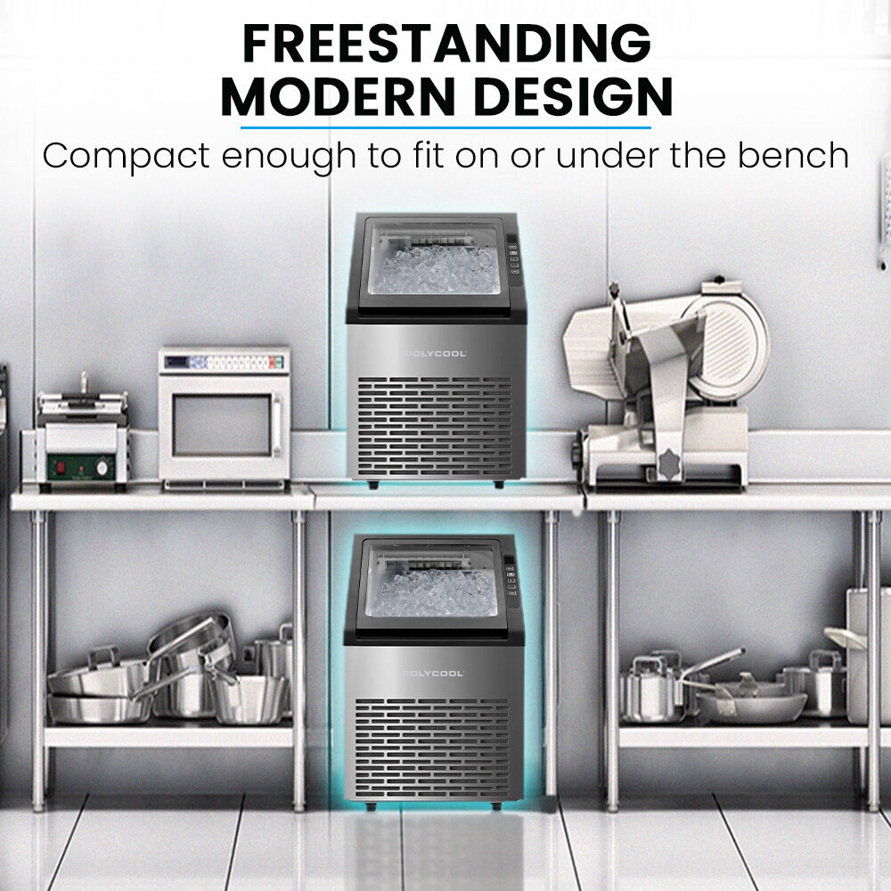 POLYCOOL Commercial Ice Maker Machine, up to 45kg/24hr, Timer & Self Cleaning Programs - Image 7