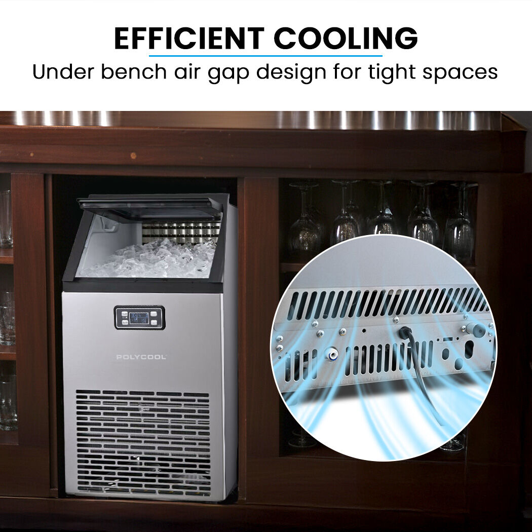 POLYCOOL Commercial Ice Maker Machine, up to 60kg/24hr, Timer & Self Cleaning Programs - Image 5