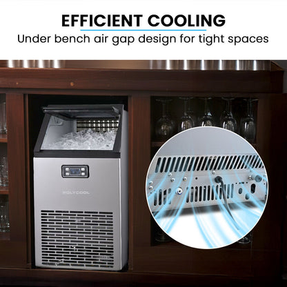 POLYCOOL Commercial Ice Maker Machine, up to 60kg/24hr, Timer & Self Cleaning Programs - Image 5