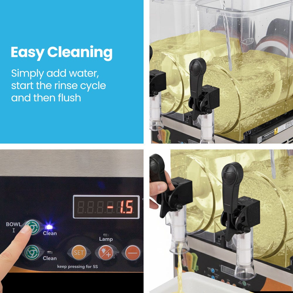 POLYCOOL 24L Double Tank Commercial Slush Machine, Digital Control Panel, SAA Approved, Juice and Frozen Slushy Maker - Image 3