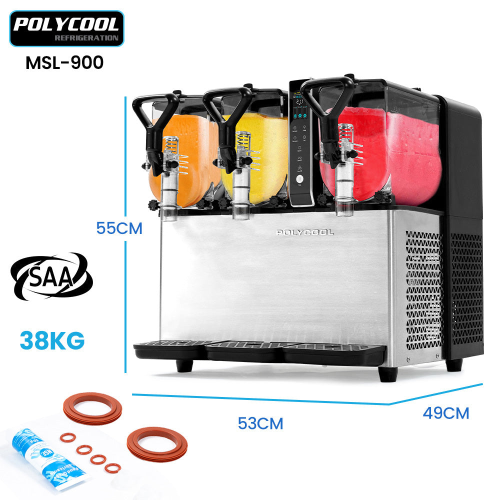 POLYCOOL 9L Triple Tank Slushie Machine, Independent Digital Control Slushy Maker - Image 2