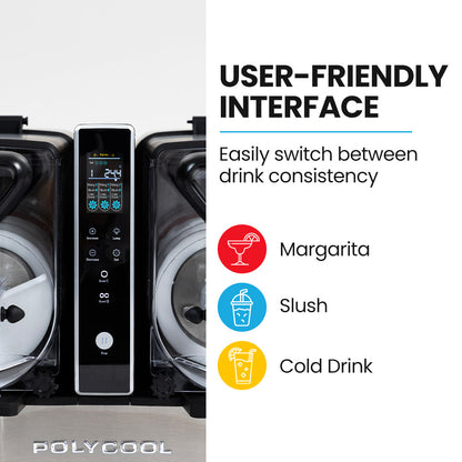 POLYCOOL 9L Triple Tank Slushie Machine, Independent Digital Control Slushy Maker - Image 5