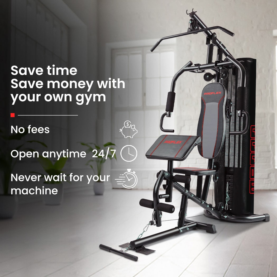 PROFLEX Multi-Station Compact Home Gym Set, 150lbs Weight Plates- M8000 - Image 9