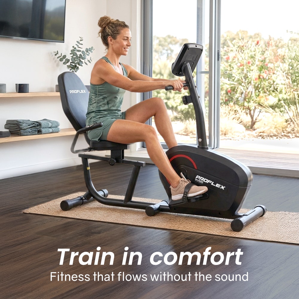 PROFLEX Magnetic Recumbent Exercise Bike, LCD Display, Heart Rate Sensors, Adjustable Seat, 8-Level Resistance, Comfortable Seated Home Cardio Fitness Machine - Image 3