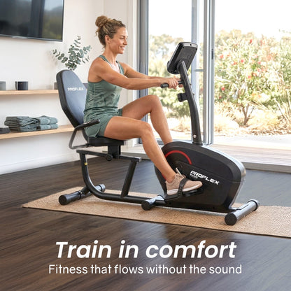 PROFLEX Magnetic Recumbent Exercise Bike, LCD Display, Heart Rate Sensors, Adjustable Seat, 8-Level Resistance, Comfortable Seated Home Cardio Fitness Machine - Image 3