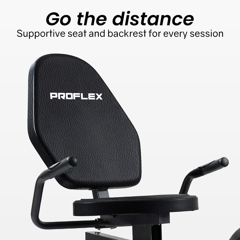 PROFLEX Magnetic Recumbent Exercise Bike, LCD Display, Heart Rate Sensors, Adjustable Seat, 8-Level Resistance, Comfortable Seated Home Cardio Fitness Machine - Image 4