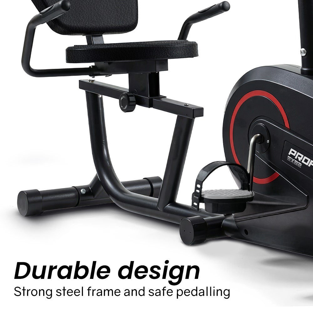 PROFLEX Magnetic Recumbent Exercise Bike, LCD Display, Heart Rate Sensors, Adjustable Seat, 8-Level Resistance, Comfortable Seated Home Cardio Fitness Machine - Image 5