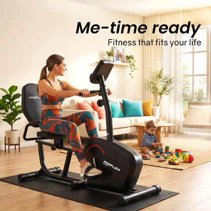 PROFLEX Magnetic Recumbent Exercise Bike, LCD Display, Heart Rate Sensors, Adjustable Seat, 8-Level Resistance, Comfortable Seated Home Cardio Fitness Machine - Image 7