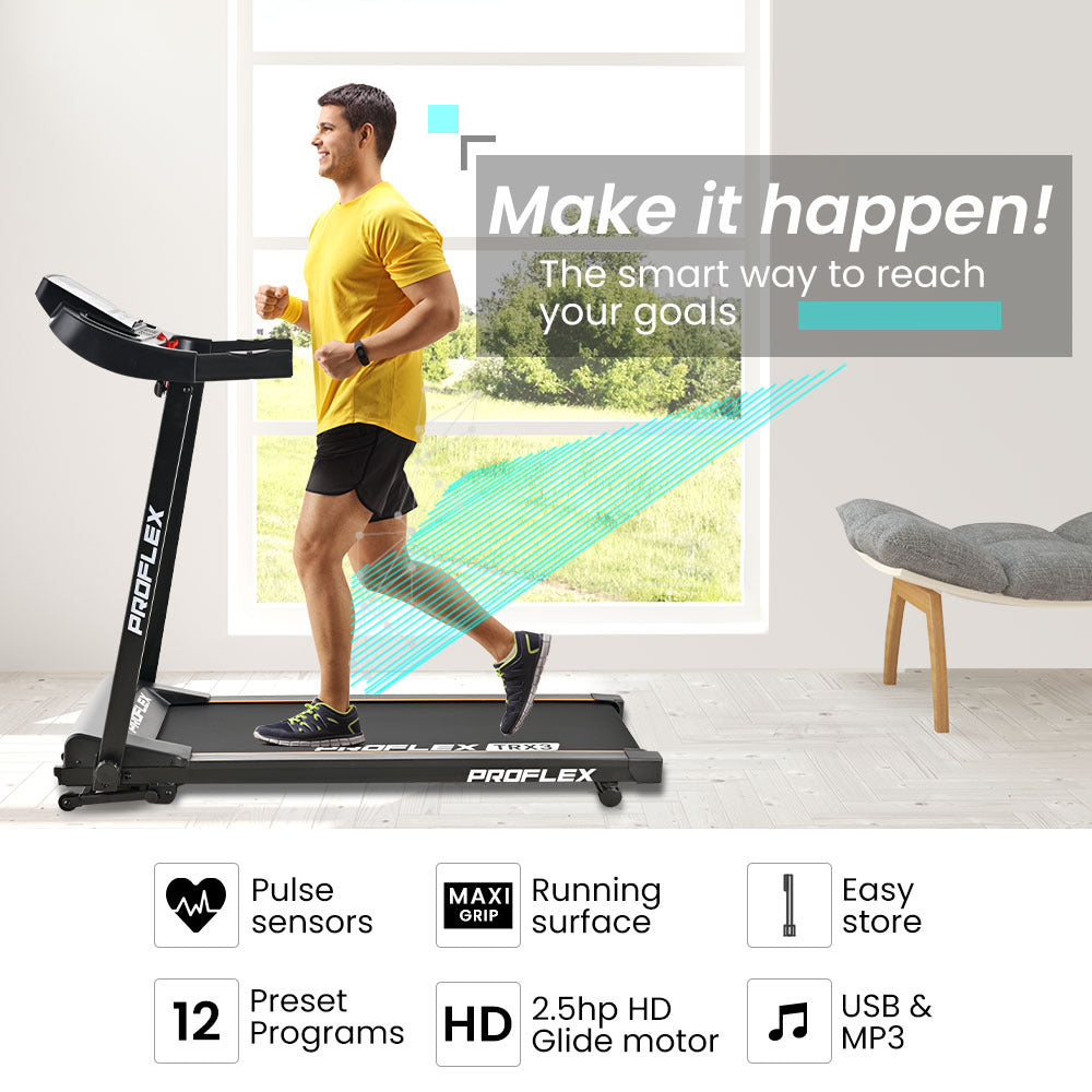 PROFLEX TRX3 Electric Treadmill, Compact Size, Foldable, USB/MP3, Pulse Sensors - Image 3