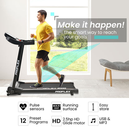PROFLEX TRX3 Electric Treadmill, Compact Size, Foldable, USB/MP3, Pulse Sensors - Image 3