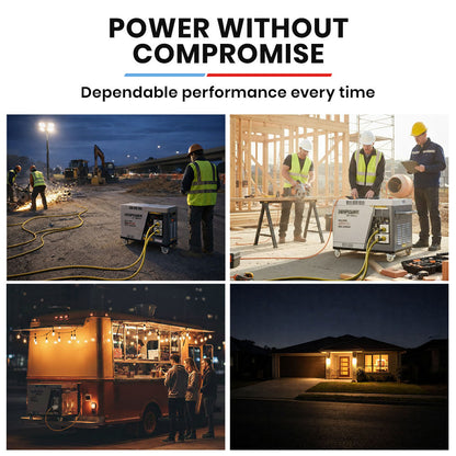GENPOWER 6.5kW Peak 5kW Rated Diesel Inverter Commercial Generator, Electric Key Start, 2 x 15A, RCD Safety Switch, Wheels, Worksite, Home Backup - Image 6