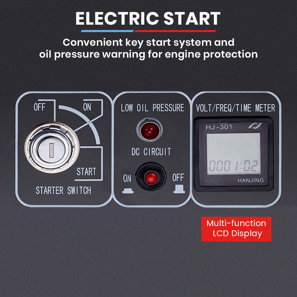 GENPOWER 6.5kW Peak 5kW Rated Diesel Inverter Commercial Generator, Electric Key Start, 2 x 15A, RCD Safety Switch, Wheels, Worksite, Home Backup - Image 8