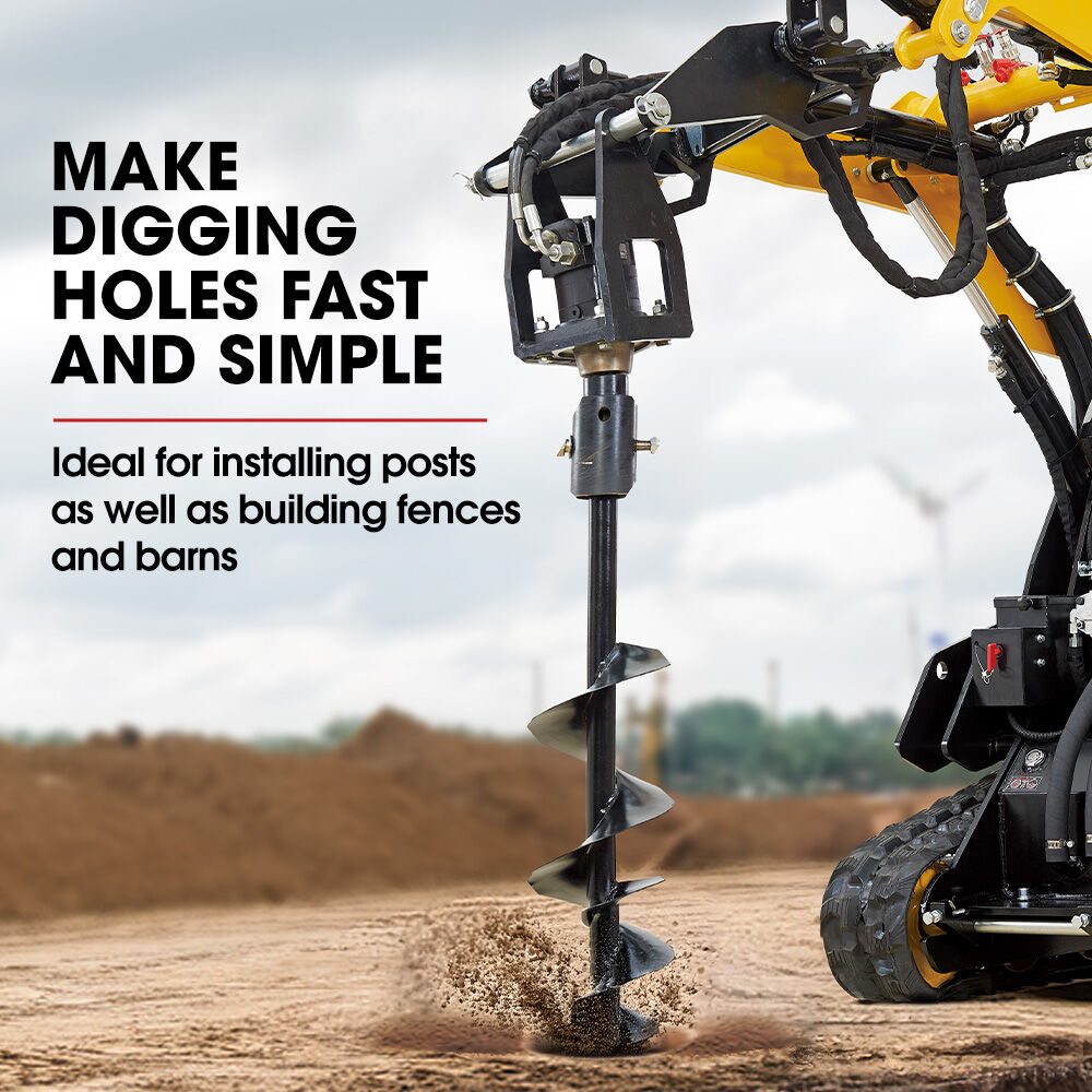 BAUMR-AG Post Hole Auger for BSR5000 Mini Loader Skid Steer, with 100mm & 200mm Bits, Quick Connect Hydraulics - Image 3