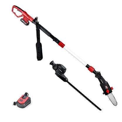 BAUMR-AG 20V SYNC Cordless Pole Saw & Hedge Trimmer Combo, 8 inch Chainsaw Pruner, Telescopic Handle, with Battery and Charger Kit