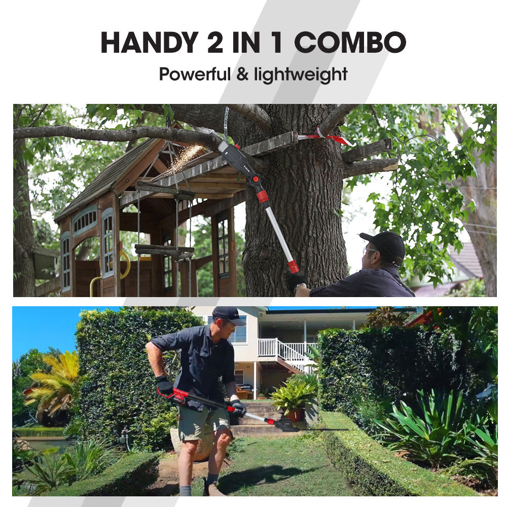 BAUMR-AG 20V SYNC Cordless Pole Saw & Hedge Trimmer Combo, 8 inch Chainsaw Pruner, Telescopic Handle, with Battery and Charger Kit - Image 3